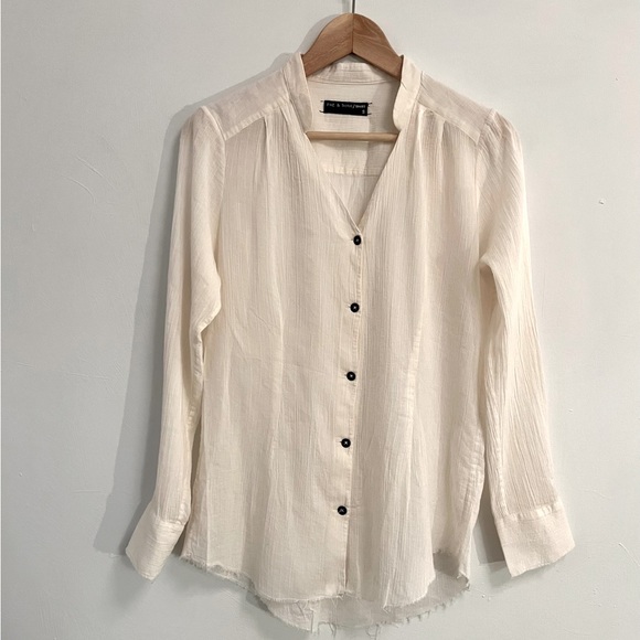 rag & bone Tops - Rag & Bone Band Collar Blouse